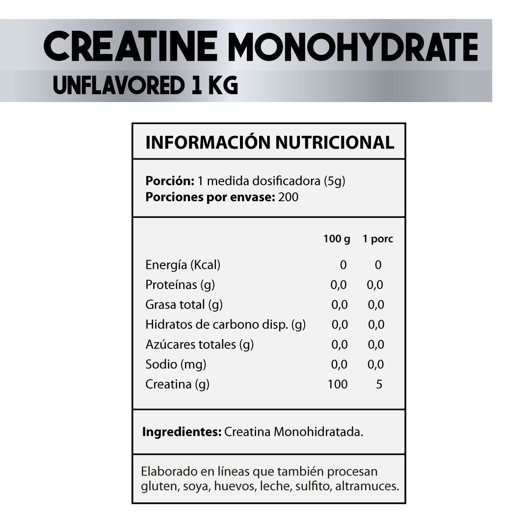 Creatina Monohidratada Micronizada -Sabor Neutro - 1 kg