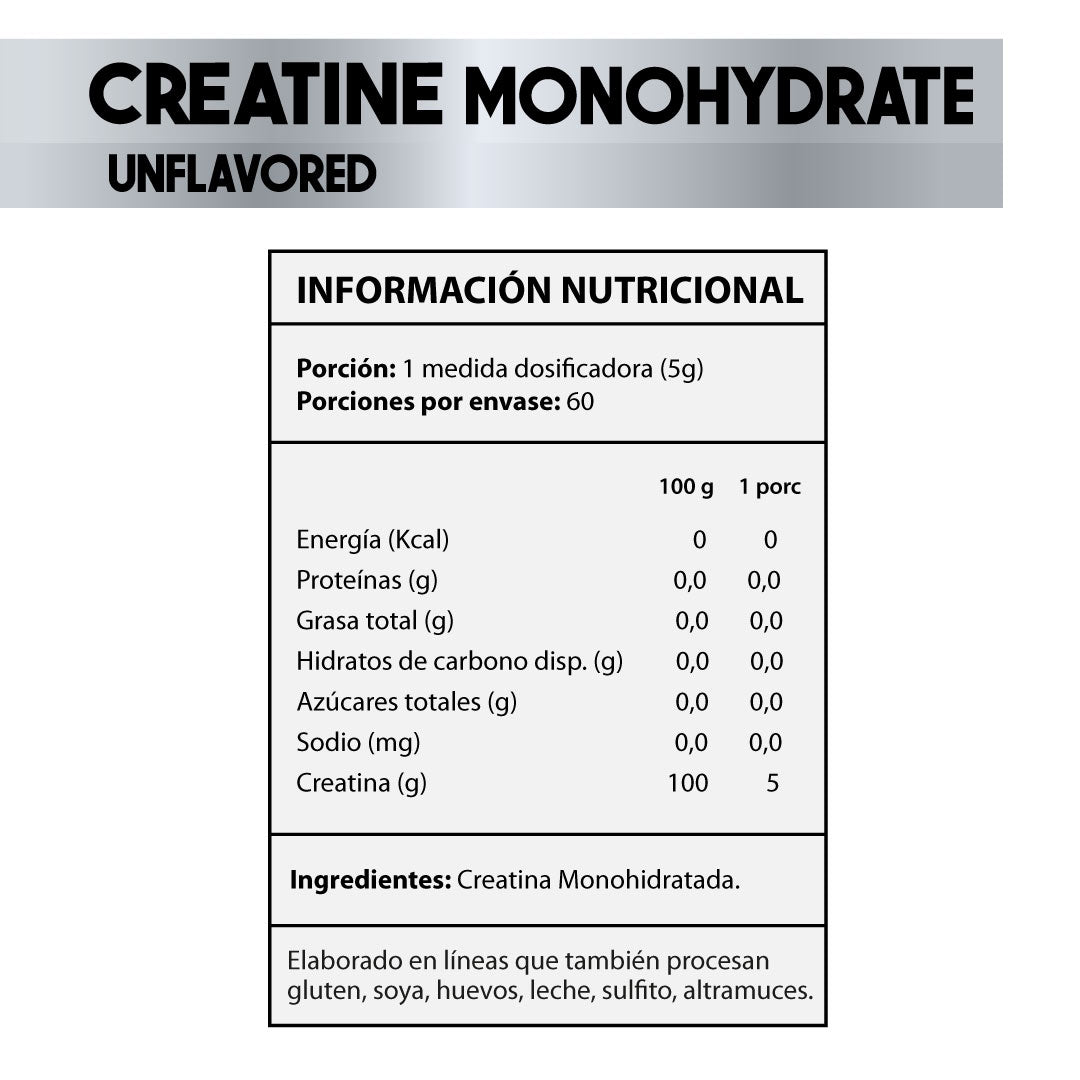 Creatina Monohidratada Micronizada 300 g – Sabor neutro