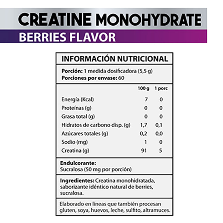 Creatina Monohidratada Micronizada 330 g – Berries