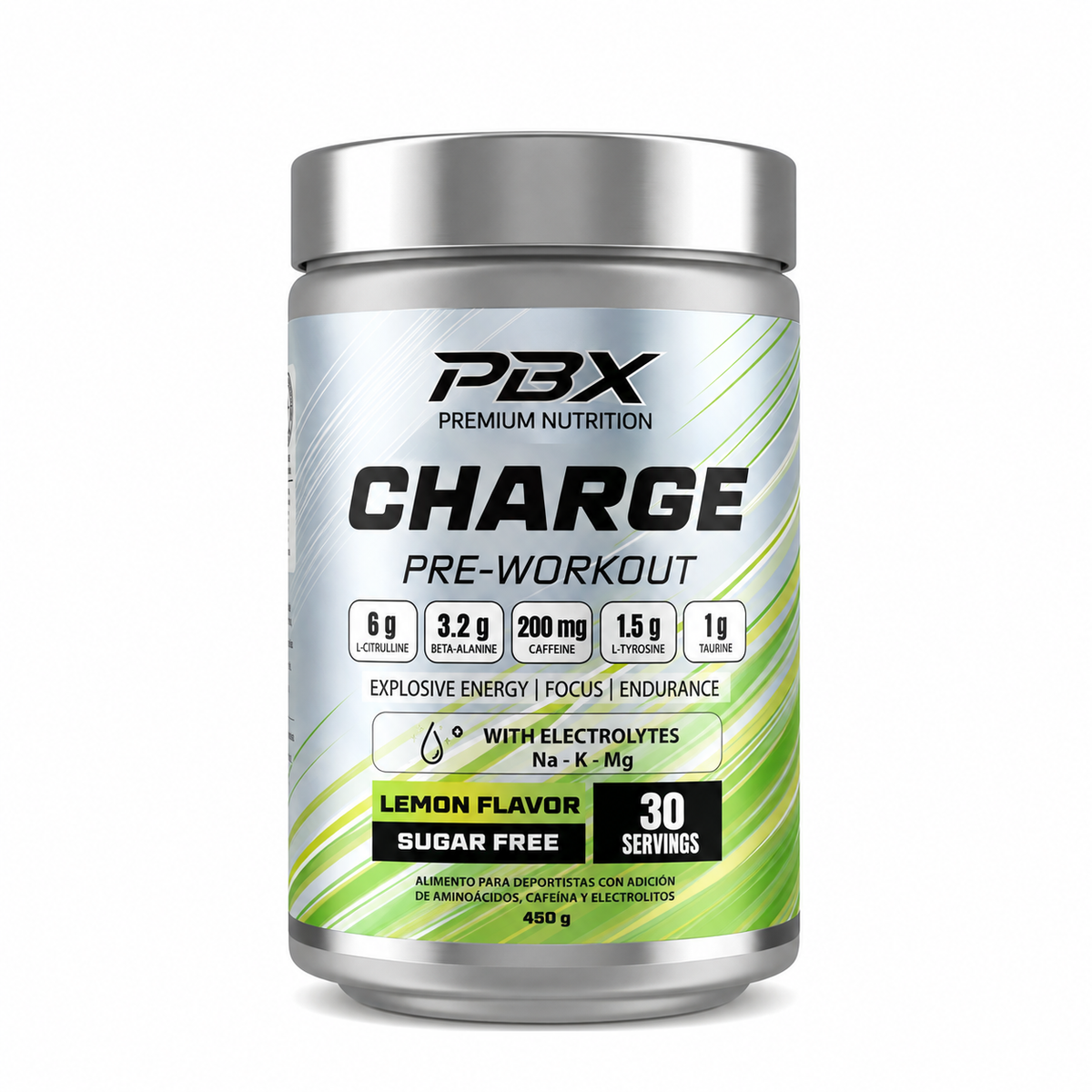 Pre Entreno PBX Charge Limón 450 g - 30 Porciones